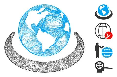 Linear International Network Vector Mesh Stock Illustration