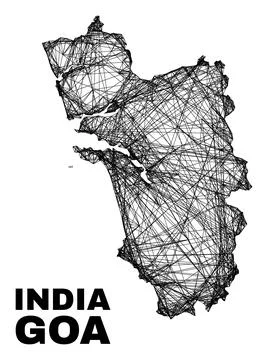 Linear Irregular Mesh Goa State Map Stock Illustration