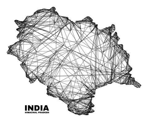 Linear Irregular Mesh Himachal Pradesh State Map Illustrazione stock