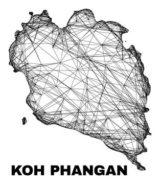 Linear Irregular Mesh Koh Phangan Map 스톡 일러스트