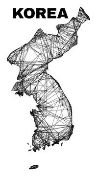 Linear Irregular Mesh Korea Map Stock Illustration