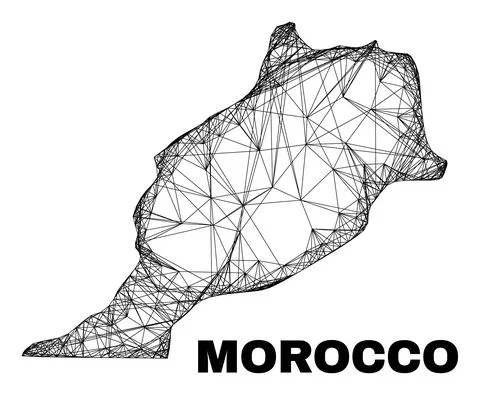 Linear Irregular Mesh Morocco Map Stock Illustration