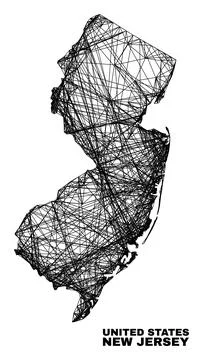 Linear Irregular Mesh New Jersey State Map Stock Illustration