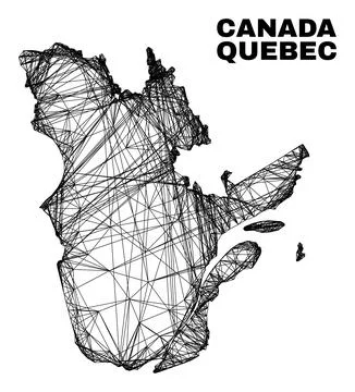 Linear Irregular Mesh Quebec Province Map Stock Illustration