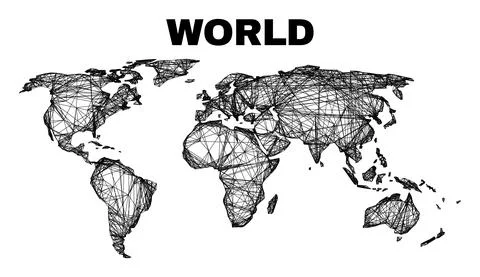 Linear Irregular Mesh World Map 스톡 일러스트