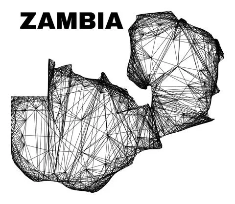 Linear Irregular Mesh Zambia Map 스톡 일러스트