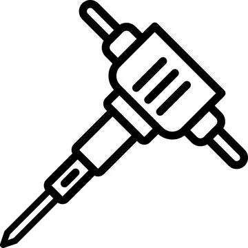 Linear jackhammer icon as an editable outline for your design Stock Photos