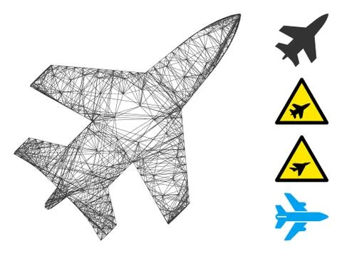 Linear Jet Fighter Vector Mesh Stock Illustration