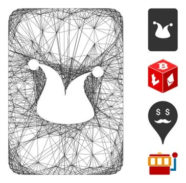 Linear Joker Gambling Card Vector Mesh Stock Illustration