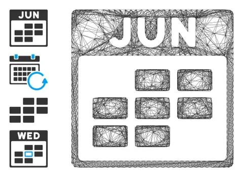 Linear June Calendar Grid Vector Mesh イラスト素材