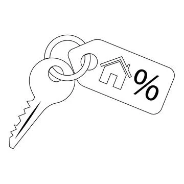 Linear key icon with keychain. vector isolated on a white background Stock Illustration