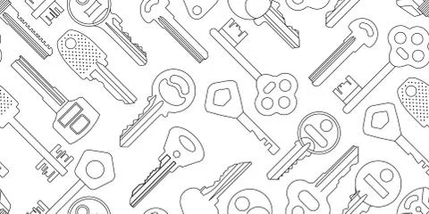 Linear keys illustration seamless pattern 스톡 일러스트