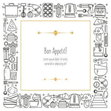 Linear kitchen icons Stock Illustration