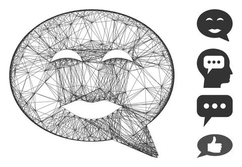 Linear Lady Pleasure Smiley Message Vector Mesh Stock Illustration