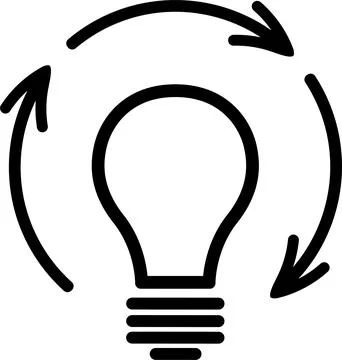Linear lamp-shaped idea generation icon as a startup development concept 스톡 일러스트