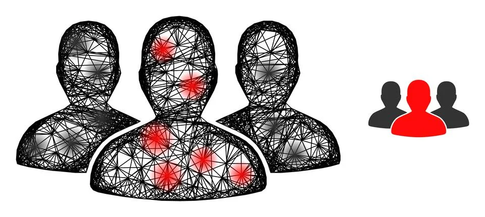 Linear Leader Men Group Icon with Spots Stock Illustration