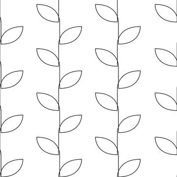 Linear leaves seamless pattern. Spring surface print. Botanic motif. Eco Stock Illustration