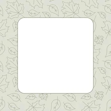 Linear leaves vector Frame. Square Border with the Space for text.  Stock Illustration