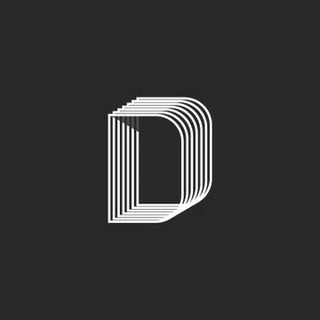 Linear letter D logo monogram, offset parallel geometric line, creative graph Stock Illustration