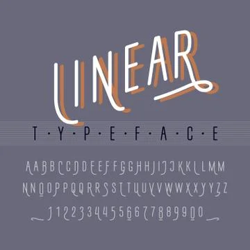 Linear letters and numbers. Decorative typeface Stock Illustration