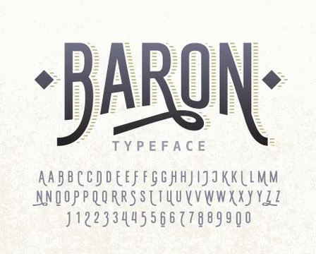 Linear letters and numbers. Decorative typeface Stock Illustration