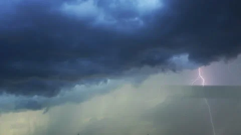 Linear lightning discharges in the thunderclouds Stock Footage 51814560