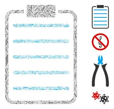 Linear List Page Icon Vector Collage Stock Illustration