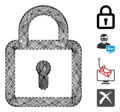 Linear Lock Vector Mesh Stock Illustration