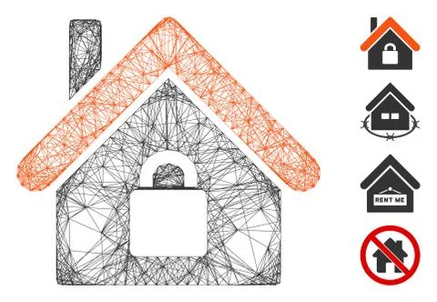Linear Locked Apartment Vector Mesh 스톡 일러스트