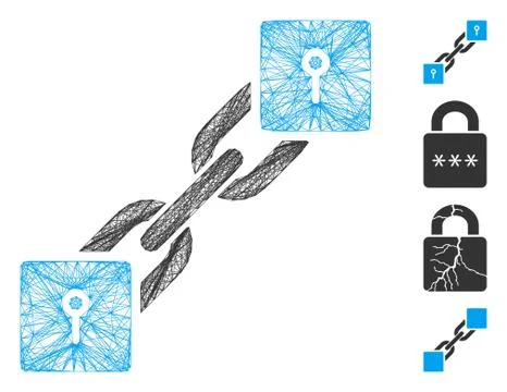 Linear Locker Blockchain Vector Mesh Illustration