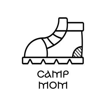 Linear logo of boot and Camp Mom inscription Illustrazione stock