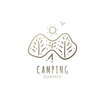 Linear logo camping Stock Illustration
