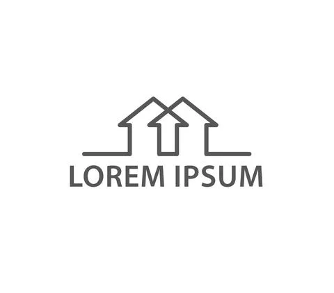 Linear logo depicting a building constructed of vertical arrows Stock Illustration