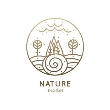 Linear logo landscape Stock Illustration