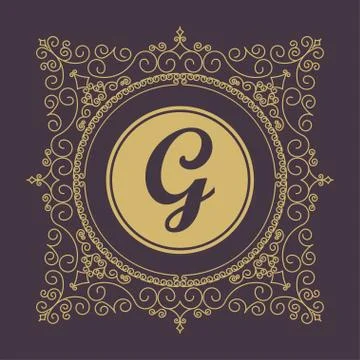 Linear logo, Monogram emblem Illustrazione stock