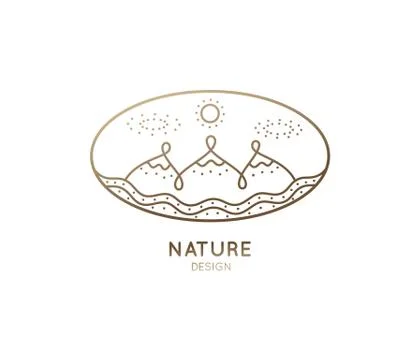 Linear logo mountains Stock Illustration