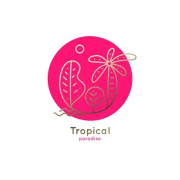 Linear logo palm Stock Illustration