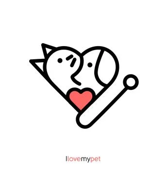 Linear logo pet cat dog heart veterinary clinic Stock Illustration