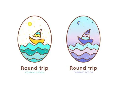 Linear logo round trip Stock Illustration