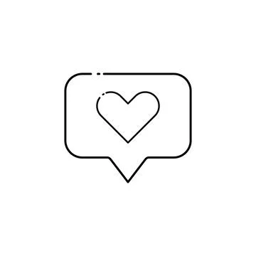 Linear Love heart chat bubble icon. Like button. Love messsage, love Stock Illustration