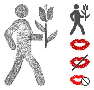 Linear Lover with Flower Vector Mesh Stockillustratie
