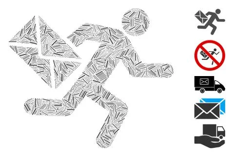 Linear Mail Courier Icon Vector Collage Illustrazione stock