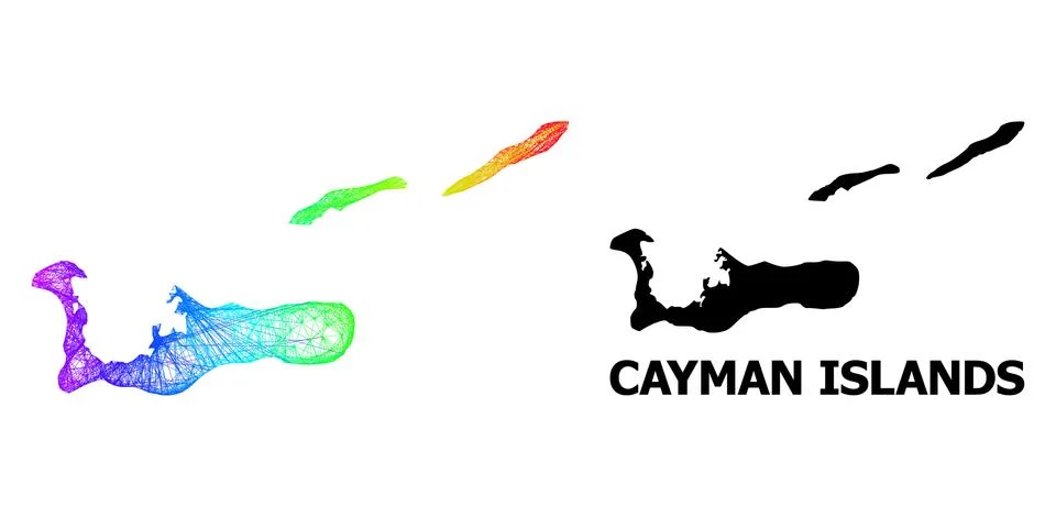 Linear Map of Cayman Islands with Rainbow Colored Gradient 스톡 일러스트