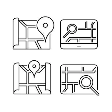 Linear map icon design collection vector Illustrazione stock
