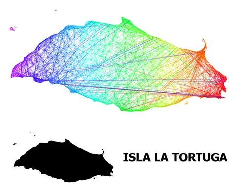 Linear Map of Isla La Tortuga with Spectrum Gradient Illustrazione stock