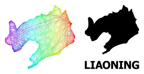 Linear Map of Liaoning Province with Rainbow Colored Gradient Illustrazione stock