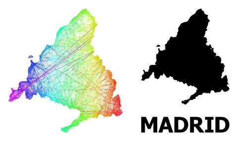 Linear Map of Madrid Province with Spectrum Gradient Stock Illustration