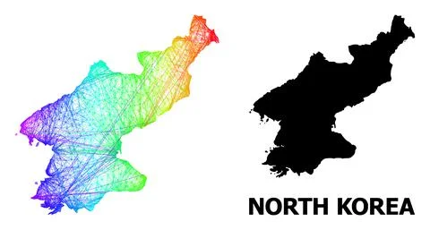 Linear Map of North Korea with Spectrum Gradient Stock Illustration