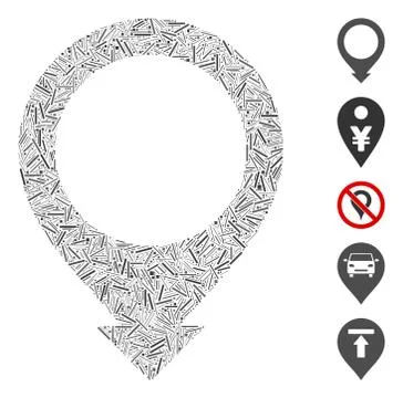 Linear Map Pointer Icon Vector Mosaic 스톡 일러스트