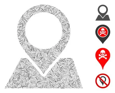 Linear Map Pointer Icon Vector Collage 스톡 일러스트